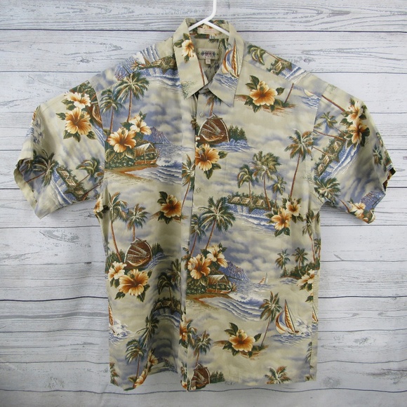 Campia Moda Other - Campia Moda Men's Cotton Palm Tree Aloha Shirt XL